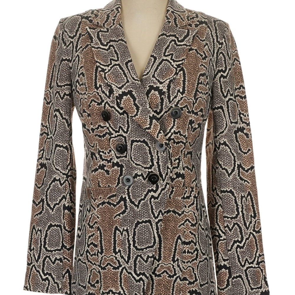 CAbi Black and Brown Animal Print Blazer